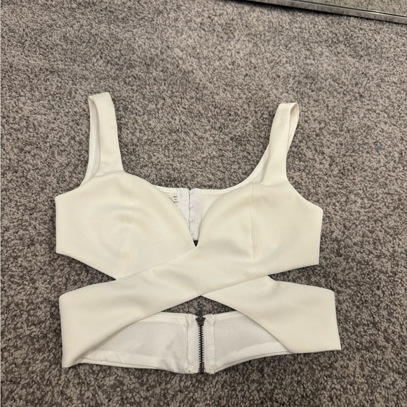 Rehab Tops - White cut out crop top going out top
